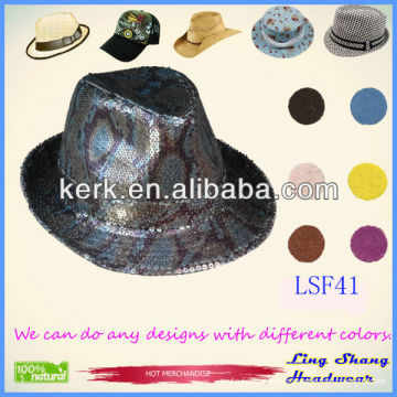 LSF41, Sequins Décoratif en Coton / Polyester Fedora Hat